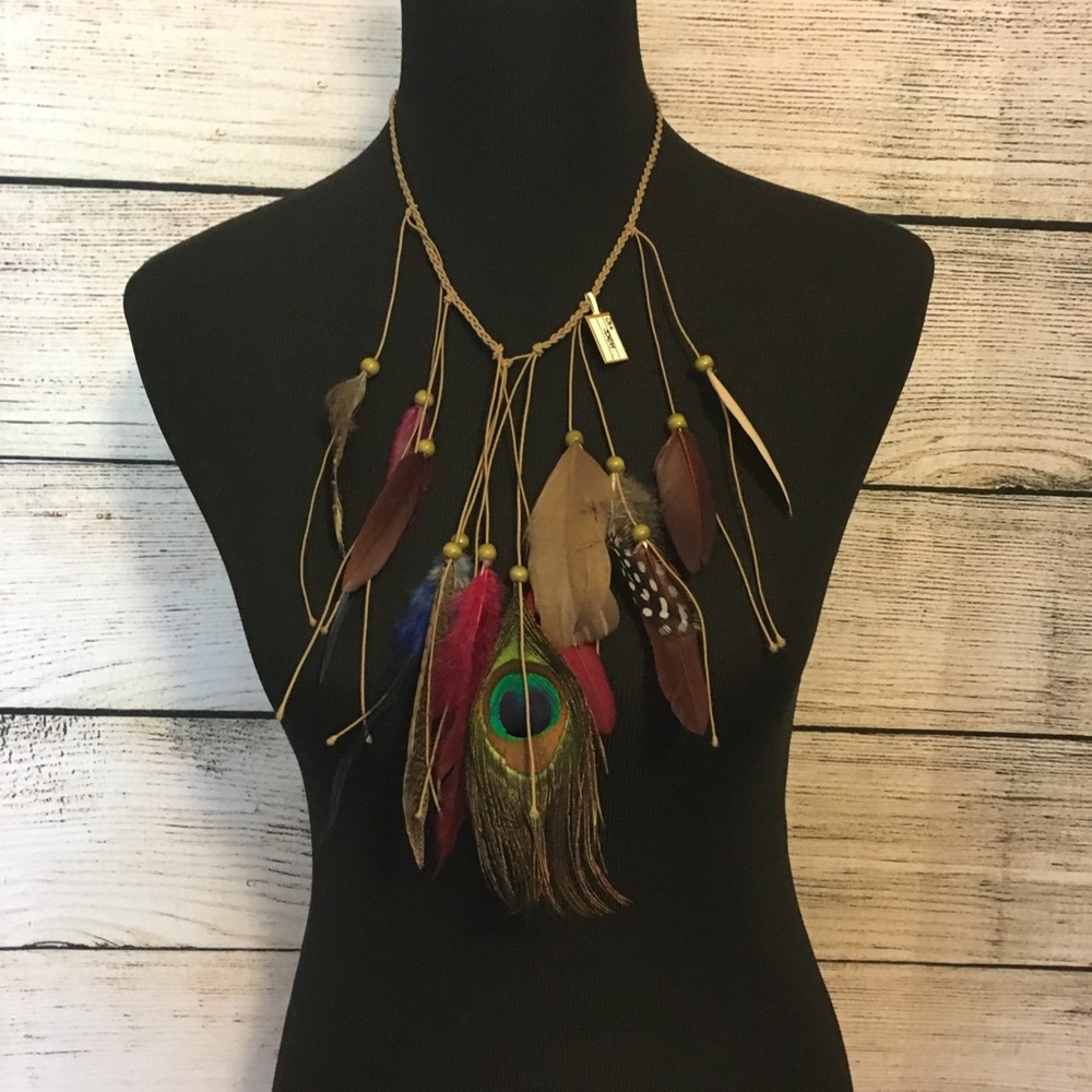 Braided elastic Feather Choker Necklace New